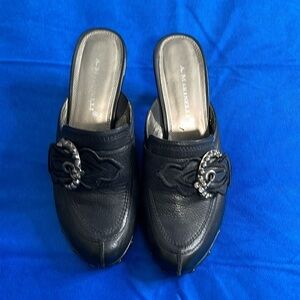 ⭐️ A. Marinelli Black mules with buckle design- Size 6